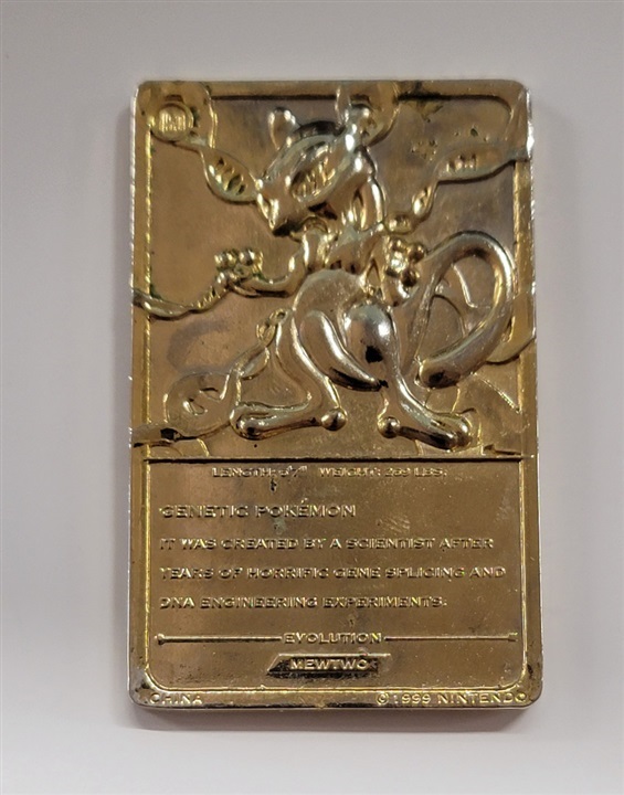 Hock Shop Marketplace | 23K 1999 MEWTWO GOLD PLATED POKEMON CARD