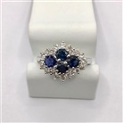 SAPPHIRE AND DIAMOND CLUSTER RING 14K